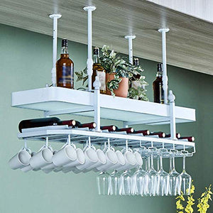 Portabottiglie, Ferro battuto Materiale Ottagonale Bar a 2 Strati Bar Portabottiglie Vino Sottosopra Semplice Ristorante Appeso Calice Portabottiglie Appendiabiti per Cucina, Soggiorno stoccaggio d
