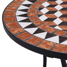 Tidyard Tavolo/Tavolino da Giardino Rotondo Mosaico in Ferro e Ceramica Marrone Nero,Tavolo Rotondo da Balcone Mosaico,Tavolo da Esterno Rotondo Mosaico,Tavolino da Giardino Rotondo Mosaico 61x72 cm