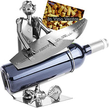 Brubaker Wine Bottle Holder Surfista con tavola da Surf - Oggetto Decorazione Metallo - con Biglietto di Auguri per Regalo Vino