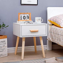 Comodini scandinavi in legno e bianco, comodino con armadietto con 1 cassetto, tavolino, tavolino da caffè, tavolino quadrato per soggiorno, corridoio, camera da letto, ufficio, 40 x 40 x 50 cm