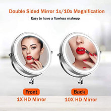 JXING Specchio per Trucco Specchio Ingranditore LED 1x / 10x Specchio da Barba Regolabile per Bagno, Specchio per Toeletta, Specchio da Bagno a Parete Specchietto da Trucco Ingrandimento