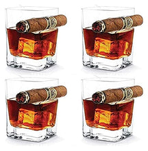 WHZG 4pcs Bicchiere di whisky con portasigare per vino Brandy Brandy per amanti della sigaretta sigaro Vecchio modo di sigaro ultra chiaro