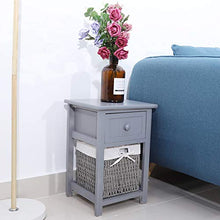 DFGH Accanto al Tavolo, 2 Pz/Set Semplice Comodino in Legno da Letto in Legno Stand Notturno con Cassetto E Cestino di Stoccaggio (Grigio)
