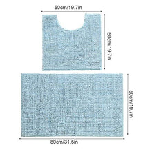 Facile da pulire Set da bagno rettangolare in due pezzi a forma di U Tappetino antiscivolo indossabile Tappetino da bagno per il bagno(Blue-green)