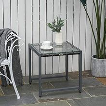 Outsunny Tavolino da caffè da Giardino Piano in Vetro Temperato in Rattan Alluminio 50 x 49,5 x 50 cm