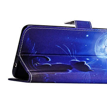 Uposao Cover Compatibile con Samsung Galaxy A30 Cover Portafoglio Custodia Compatibile in a Libro Flip Case 3D Dipinto Porta Carte di Credito Accessori,Gatto e luna