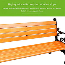 Banc de jardin banc de parc Support en aluminium moulé robuste, banc résistant aux intempéries extérieur antirouille, Banc de terrasse à lattes de bois massif anticorrosion 2-3 personnes