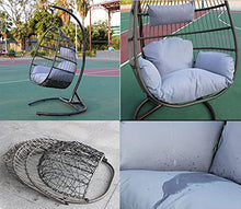 WGFGXQ Cestino per Poltrona Girevole in Rattan, per Interni Esterni Senza Supporto, Pieghevole per Patio da Giardino con Morbido Cuscino e Fodera per Sedia sospesa