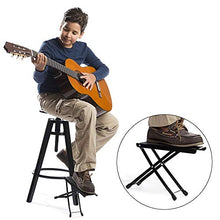 Poggiapiedi per Chitarra Pieghevole con Pad in Gomma Antiscivolo, Pedana in Metallo con Altezza Ripiegabile in 6 Posizioni per Chitarristi Musicisti di Classica Elettrica