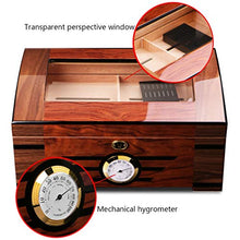 Umidificatore a scatola isolante 50 Sigari Dispositivo di Raffreddamento A Doppia Humidor Casa Legno di Cedro Cigar Idratante Governo Trasparente Tetto Apribile Igrometro Esterno Piano di Vernice