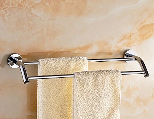 MBYW Portasciugamani Moderno Alto carico Portasciugamani Elegante da Bagno Mensola portaoggetti Asciugamano, Rame, Stile Semplice, a Parete, per Bagno, Doppia Striscia per Asciugamani 60 cm