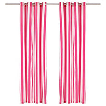 vidaXL 2X Tende con Anelli Classici Eleganti Traslucide Moderne Tendaggi Rivestimento Finestre Privacy in Metallo e Cotone 140x245cm Rosa a Strisce