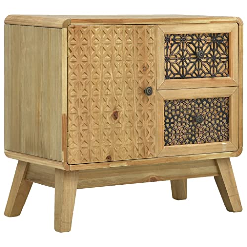 vidaXL Credenza con Cassetti e Anta Elegante Robusta Decorativa Intagliata Armadietto Mobiletto Marrone 60x30x56,5 cm in MDF Gambe in Legno di Pino