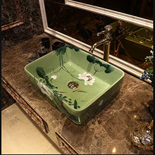 Lavabo rettangolare in stile europeo lavabo Jingdezhen Art Ink loto Lavabo da appoggio in ceramica per lavabo da bagno in ceramica per bagno