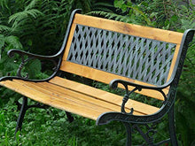 Wiltec Panchina Panca da Giardino Juliane in Legno e ghisa con Motivo a Reticolo