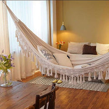 Amaca da Campeggio Giardino Swing brasiliano Hammock Boho frange esterna la base della culla coperta Hanging Chair Lounger bianco della tela di canapa della nappa carrello Amaca for Patio, Camera da l