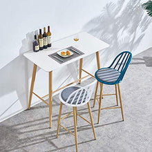 HXCD Sedie da banco da Cucina per Colazione, Sgabello Alto con Schienale, Sgabello da Bar Blu Grigio con poggiapiedi, Struttura in Metallo, Cuscino in Tessuto, Altezza Seduta: 67 cm / 79 cm