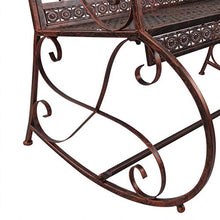 Outsunny Panchina a Dondolo da Giardino in Metallo a 2 Posti con Braccioli, 104x75x95.5cm, Colore Bronzo
