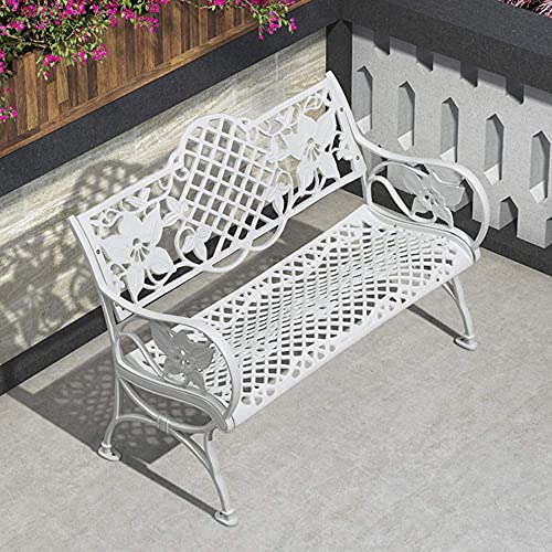 Panchina per terrazza del parco Panchina per il tempo libero all'aperto, Panchina da giardino retrò in alluminio pressofuso resistente alle intemperie, Panchine da giardino decorative nel cortile e