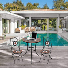 Set di tavoli da bistrot in mosaico per esterni, patio, pub, sedia da pranzo pieghevole, ideale per piscine, salotti, camere da letto, balconi, prati, cortili, giardini (Tavolo D 2 Sedie D)