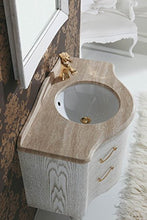 Mobile da bagno con cassetti e specchio rettangolare - Misura: L.86 P.54 cm - Finitura: Finitura Decap� bianco oro - Top: Top in marmo travertino - 100% made in Italy