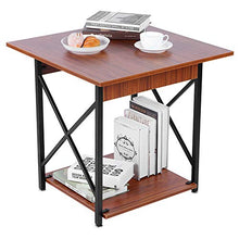 GOTOTOP Tavolino Industriale,Tavolini da Divano con ripiano,Tavolino Portariviste,Tavolino in Legno Vintage,Tavolino Laterale da Divano,Piccolo Tavolo da caffè per Salotto,60x60x58.5 cm