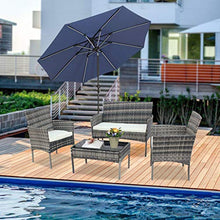 Conservatorio Deluxe 4 Pezzo 4Seater Rattan Cube Tavolo da Pranzo Mobili da Giardino Soggiorno All'aperto Balcony Patio Set (Grigio) (Consegna di Una Settimana)