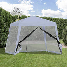 Outsunny Gazebo da Giardino 3x3m con Zanzariera, Copertura in Poliestere e Struttura in Metallo, Grigio