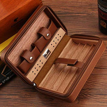 Cgf Exquisit Humidor di Viaggio, Portatile in Legno di Cedro in Legno di Viaggio in Pelle di Viaggio in Pelle di Viaggio, può memorizzare 4 sigari Adatti for Regali di Compleanno Buoni Regali humidor