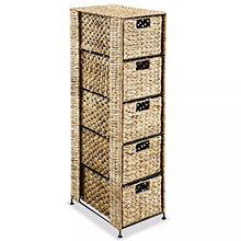 Tidyard Armadietto Portaoggetti con 5 Cesti in Giacinto d'Acqua e Telaio in Metallo 25,5 x 37 x 100 cm Marrone