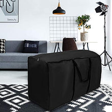 SANGSHI Borsa portaoggetti in tessuto Oxford nero, spesso e impermeabile, per riporre cuscini, vestiti, lenzuola, coperte, cuscini, trapunte, cuscini da giardino