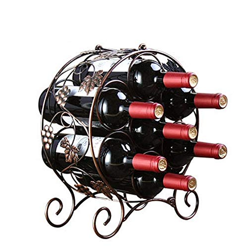Cremagliera del vino Rotonda design tavolo bottiglia di vino stand Freestanding di immagazzinaggio del metallo del vino della cremagliera del supporto for 7 bottiglie di vino barocco Vintage Design Ra