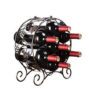 Huangjiahao Portabottiglie Supporto da Tavolo per Vino in Metallo da appoggio Rotondo Design in Metallo da appoggio per 7 Bottiglie di Vino dal Design Vintage Color Rame per Cucina Bar Casa