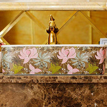Jgophu Lavabo da appoggio quadrato Lavabo in ceramica sanitaria per ingrandire il fiore del lavandino.