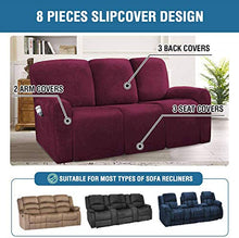 Bove Velluto Copripoltrona Relax Reclinabile, 8 Pezzi Stretch Recliner Copridivano per 3 Divano Cuscino Fodere Copridivani Divano Protector con Tasca Laterale-D