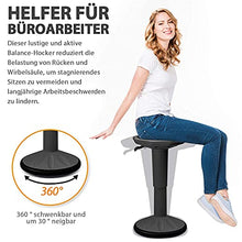 TYLINK Sgabello da Ufficio Ergonomico, Regolabile in Altezza, Sgabello da Lavoro Sit Attivamente, Girevole a 360° per Studio di Casa Ufficio Bar, Buio