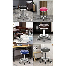 Sgabello Regolabile con Rotelle per Lavoro Cucina Salone, Ergonomico Sgabello Girevole,Imitation Cloth Powder
