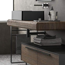 Dafne Italian Design Mobile Bagno Moderno con lavabo a Terra – Castagno Vecchio Non Levigato – Laccato Opaco Nero Opaco