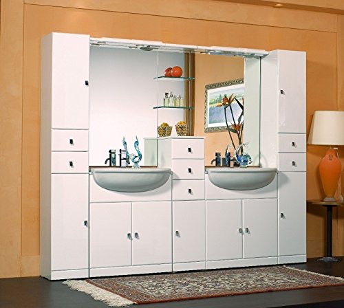 Bagno Italia Mobile Arredo Bagno 30+70+30+70+30 semincasso con doppio lavabo e specchio Mobili arredi 1 l