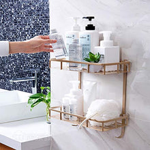 Forte Stickiness Mensole Bagno Angolo Bagno Doccia Caddy No Foratura Storage Basket Holder Rustproof Kitchen Rack Unità Acciaio Inox Oro