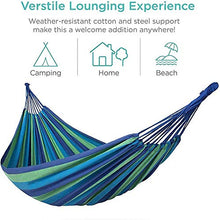 Amaca Da Esterno Arcobaleno Tempo Libero Amaca Portatile Tela Ultralight Giardino Sport Casa Viaggio Amaca Da Campeggio 280 * 150 Cm Bluewithstick