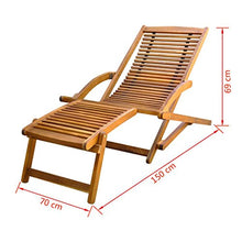 vidaXL Sedia Sdraio Prendisole Giardino Patio con Poggiapiedi in Legno di Acacia