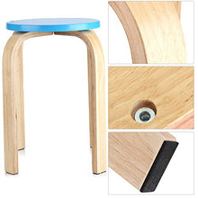 SKIESOAR - Sgabello rotondo, in legno curvato, antiscivolo, impilabile, con 4 gambe, 45,5 x 30 cm Blu
