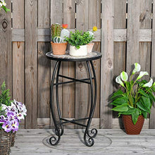 Outsunny Tavolino da Giardino, Tavolo da Esterno in Metallo Nero e Ceramica, Nero e Arancione Ф36 x 58cm