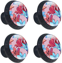 Giglio blu rosso floreale rosa Pomelli per Porta Set di 4 Pomelli per Mobili Manopole per Cassetti Cucina Armadio Vetro