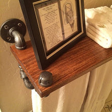Dongyd Scaffale per Tubi Industriale Vintage Americano, Parete Camera da Letto Soggiorno mensola in Legno massello, Porta Asciugamani da Bagno 64cm * 20cm * 25cm