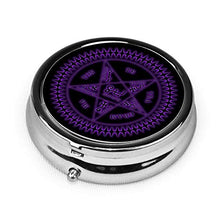 Tetragrammaton Sigil - Contenitore rotondo per pillole con 3 scomparti, in metallo, per medicina e vitamine, per viaggi all'aperto
