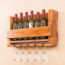 MFLASMF Solid Wood Hanging Wine Bottle Rack Storage Stand Living Room Wine Glass Stemware Holder Storage Shelf Modern Minimalist Design for Wine Lovers