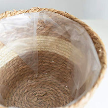 Duless - Cestino per fiori in paglia verde, per piante fresche in rattan e bambù, decorazione