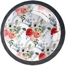 Rose con foglie Pomelli per Porta Set di 4 Pomelli per Mobili Manopole per Cassetti Cucina Armadio Vetro